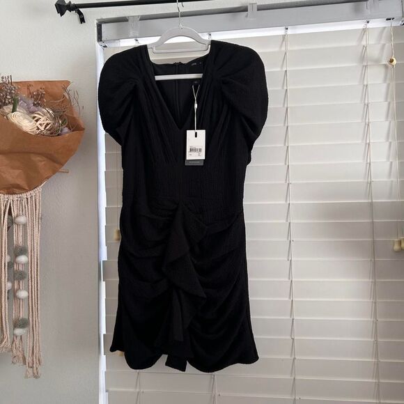 C/MEO Collective Soaked Black Mini Dress – Modern Romantic Rufflecore Medium - Picture 2 of 8
